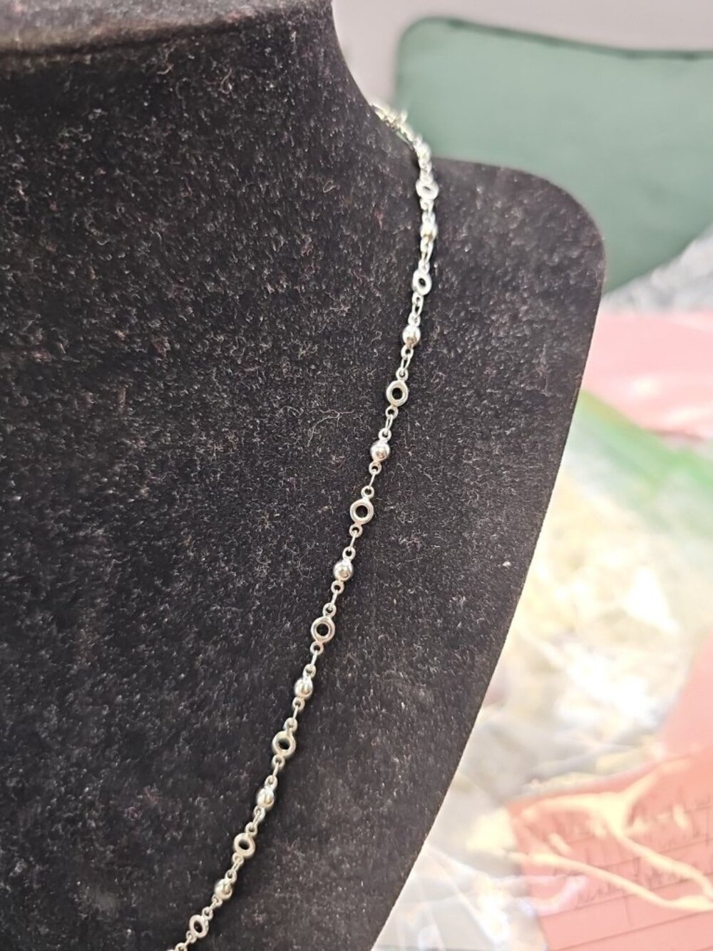 Necklace Fancy Link  Ball & Circles  Stainless Steel 18 Inch Lobster Closure